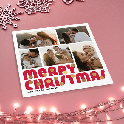 Merry Christmas Baubles Pack of 10 Personalised Christmas Cards