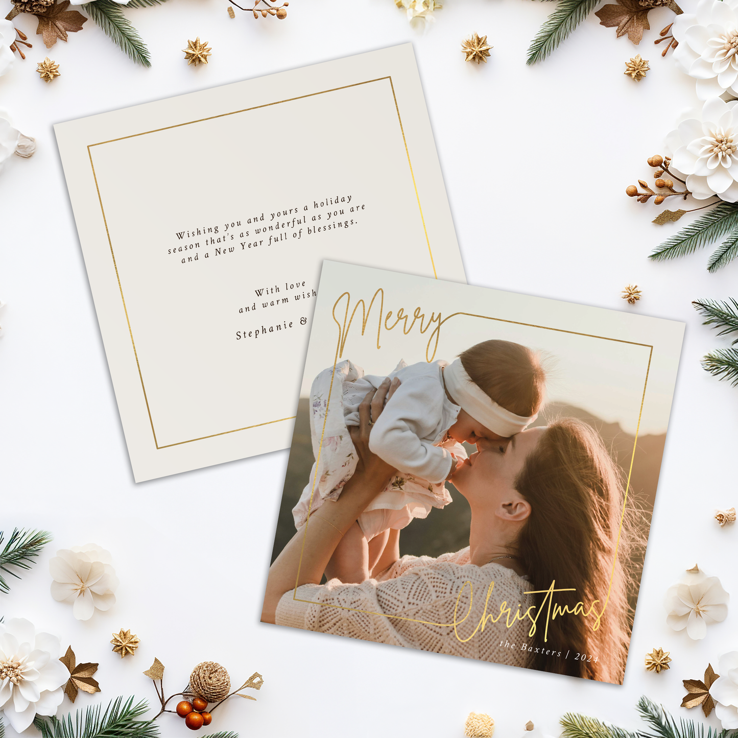 Merry Christmas Frame Pack of 10 Personalised Christmas Cards