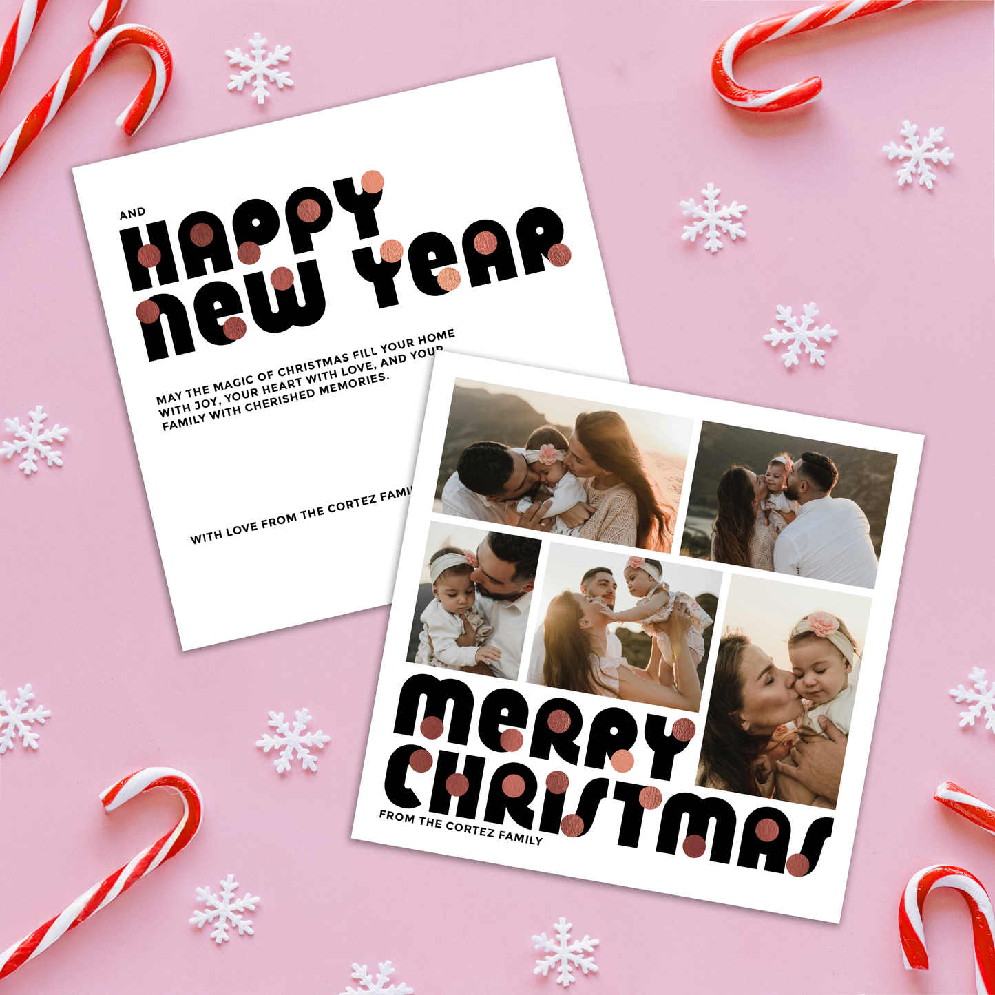 Merry Christmas Baubles Pack of 10 Personalised Christmas Cards