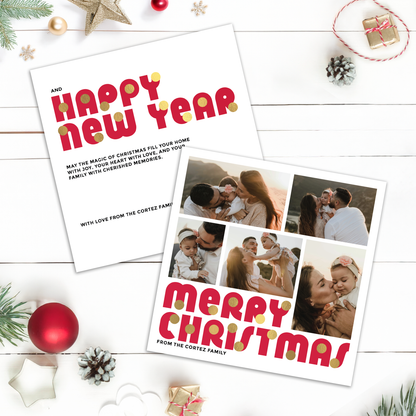 Merry Christmas Baubles Pack of 10 Personalised Christmas Cards