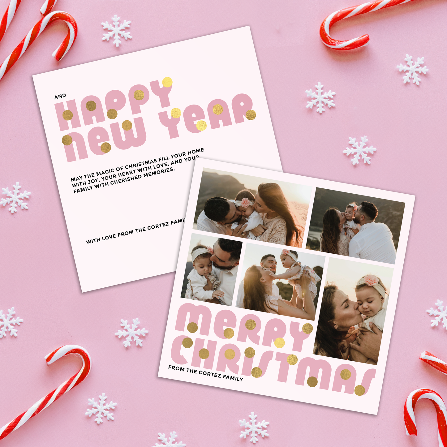 Merry Christmas Baubles Pack of 10 Personalised Christmas Cards