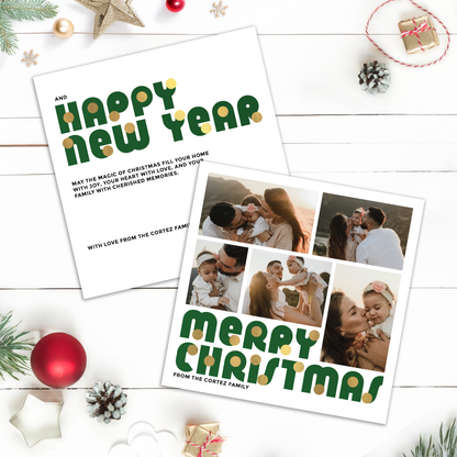 Merry Christmas Baubles Pack of 10 Personalised Christmas Cards
