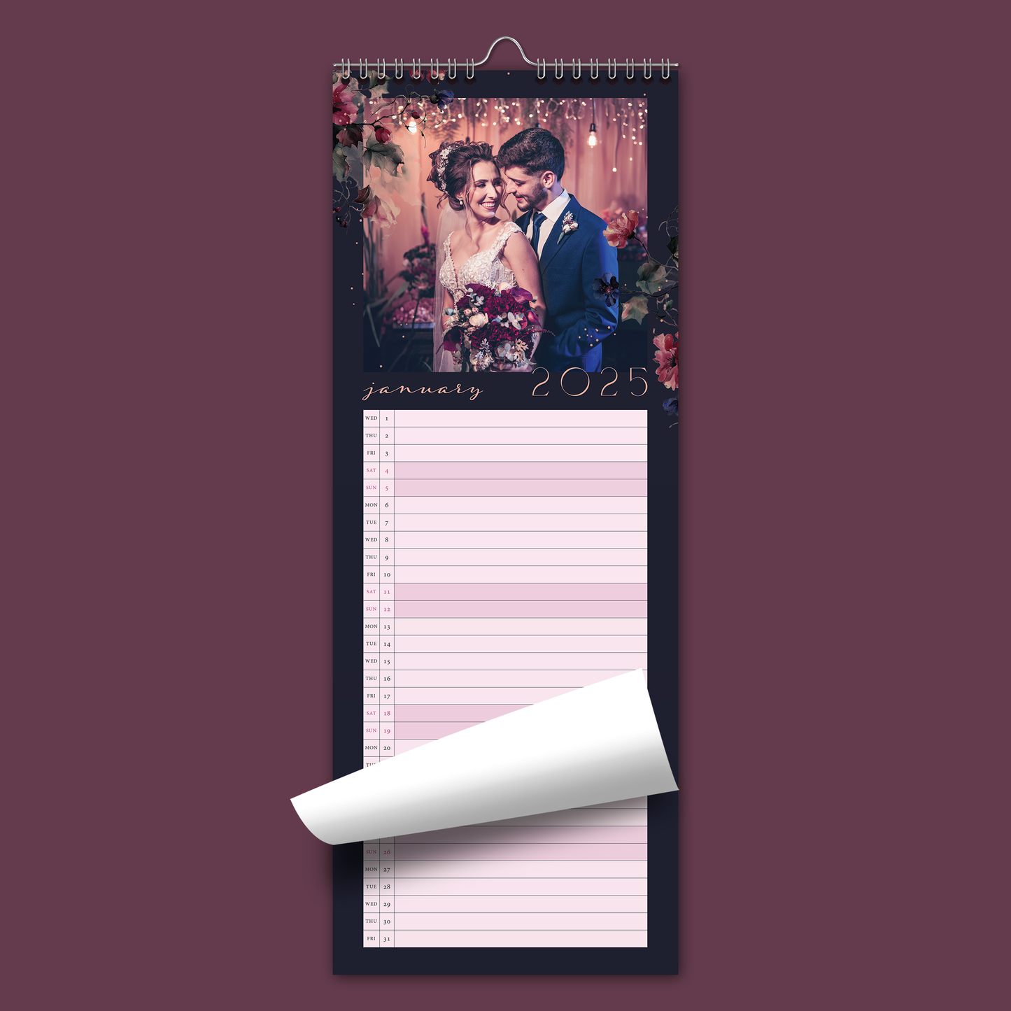 Midnight Florals Slim Wall Calendar