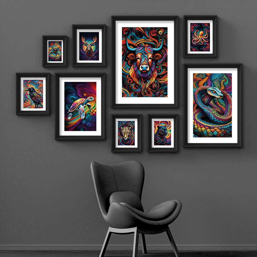 ABSTRACT HIGHLAND CATTLE **UNFRAMED ART PRINT**