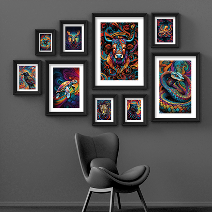 ABSTRACT HIGHLAND CATTLE **UNFRAMED ART PRINT**