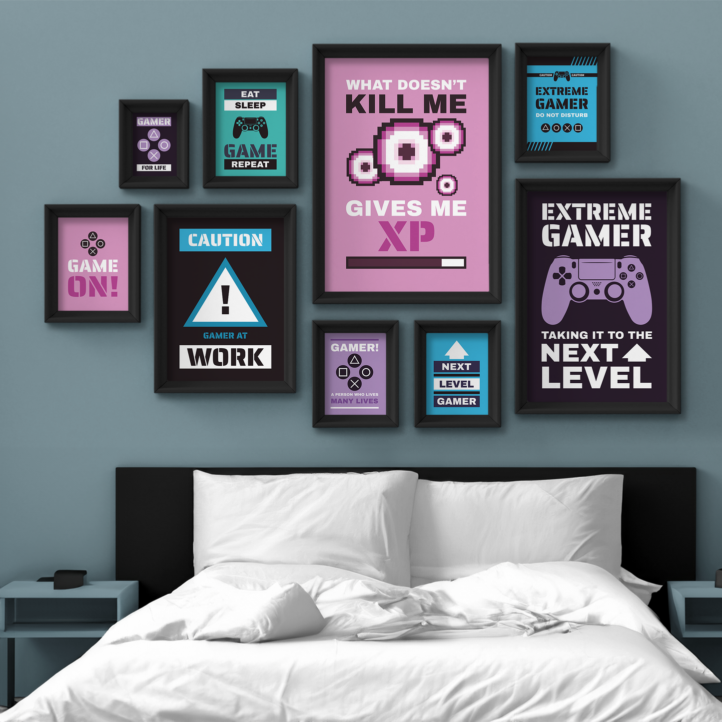 EAT SLEEP GAME REPEAT **UNFRAMED POSTER**