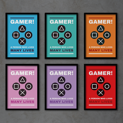 GAMER LIVES MANY LIVES **UNFRAMED POSTER**