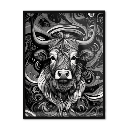 ABSTRACT HIGHLAND CATTLE **UNFRAMED ART PRINT**