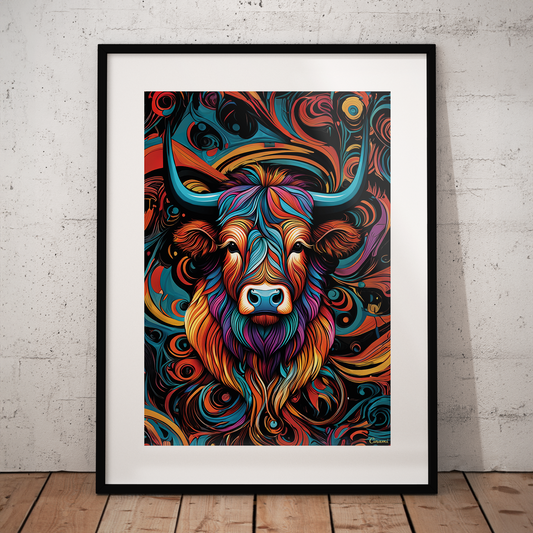 ABSTRACT HIGHLAND CATTLE **UNFRAMED ART PRINT**