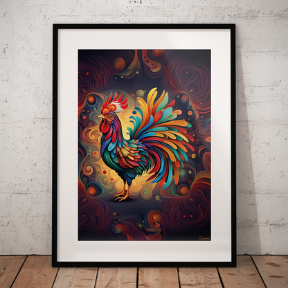 ABSTRACT COCKEREL **UNFRAMED ART PRINT**