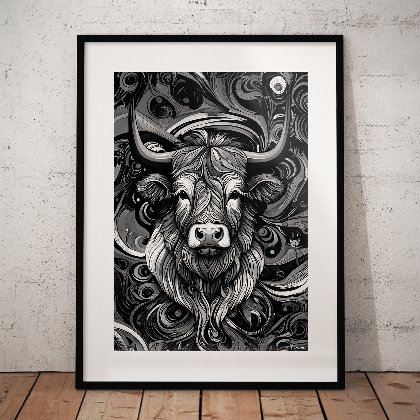 ABSTRACT HIGHLAND CATTLE **UNFRAMED ART PRINT**