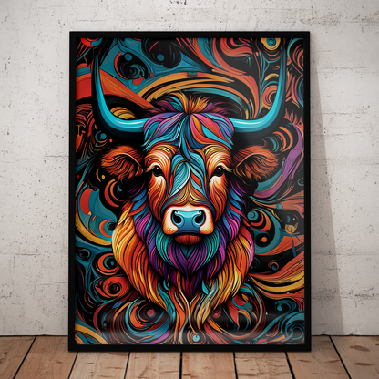 ABSTRACT HIGHLAND CATTLE **UNFRAMED ART PRINT**