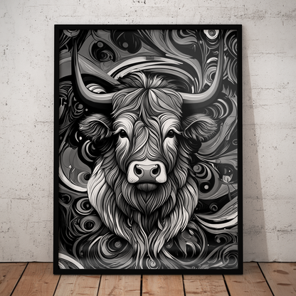 ABSTRACT HIGHLAND CATTLE **UNFRAMED ART PRINT**