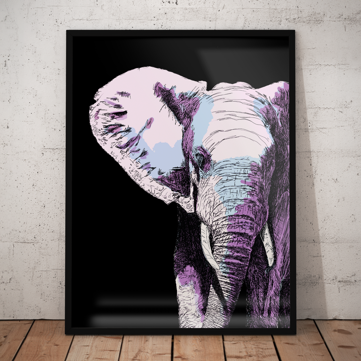 ELEPHANT SKETCH **UNFRAMED ART PRINT