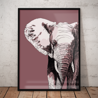 ELEPHANT SKETCH **UNFRAMED ART PRINT