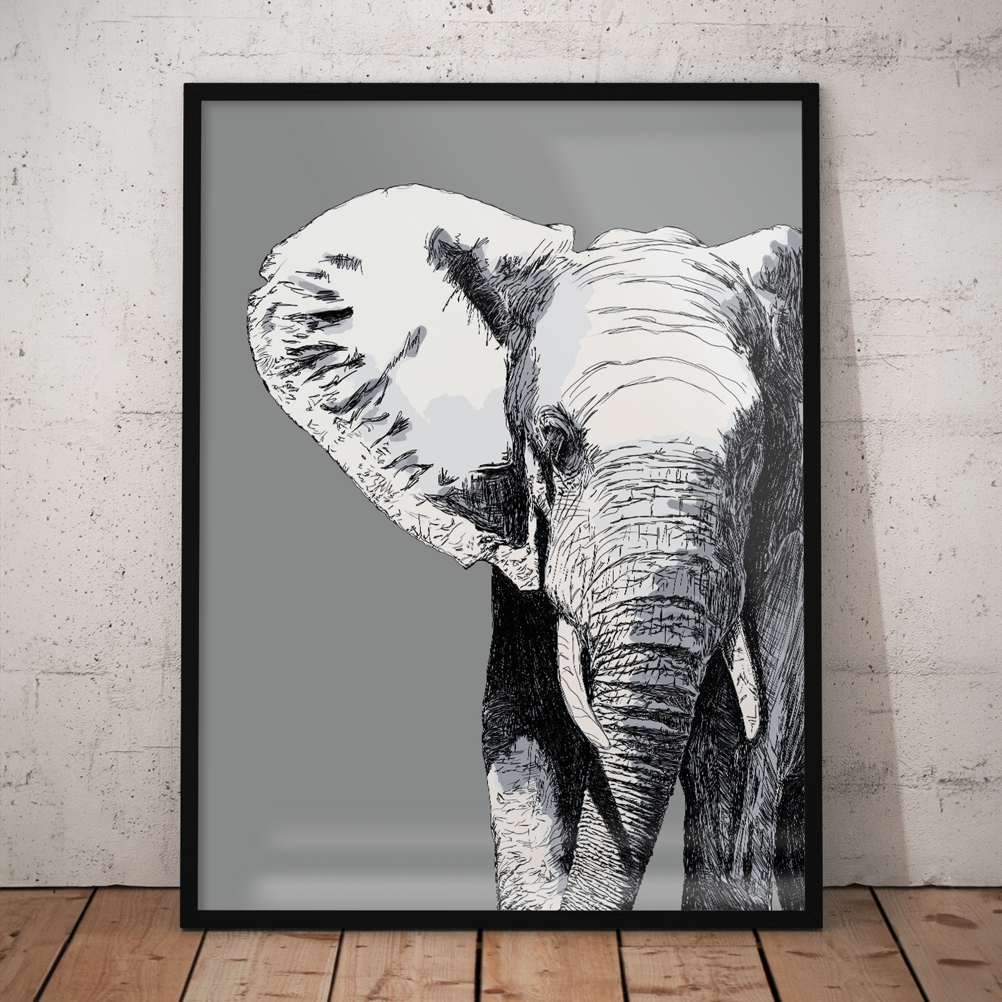 ELEPHANT SKETCH **UNFRAMED ART PRINT