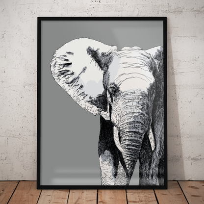 ELEPHANT SKETCH **UNFRAMED ART PRINT