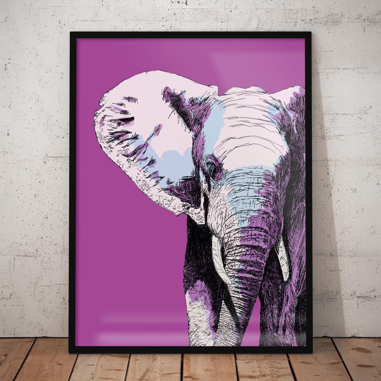 ELEPHANT SKETCH **UNFRAMED ART PRINT